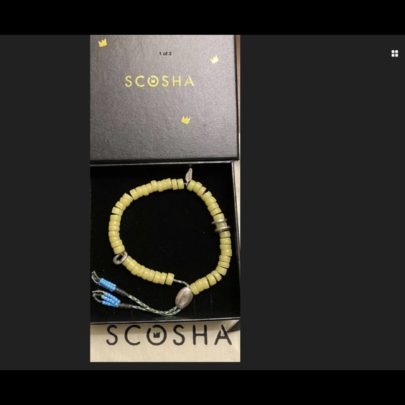 scosha mantra bead bracelet in moss